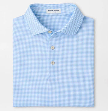 Gingham Performance Jersey Polo in Cottage Blue by Peter Millar