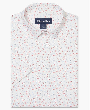 Halyard Short Sleeve Dress Shirt in Red Hot Scattered Dash by Mizzen+Main