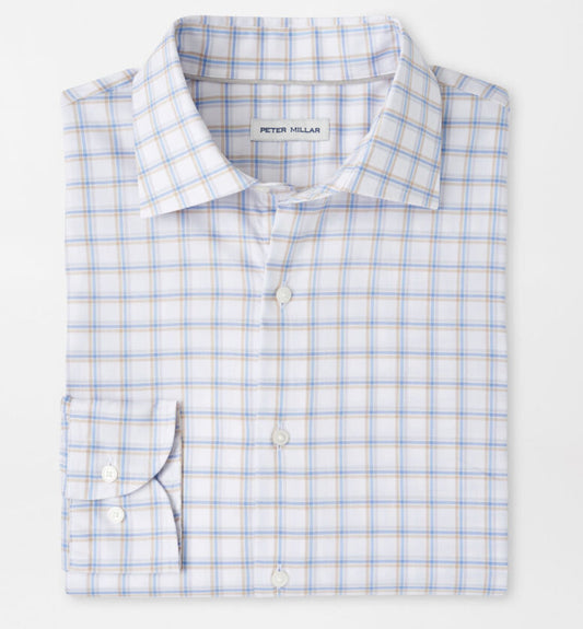 Lenox Crown Lite Cotton-Stretch Sport Shirt in White by Peter Millar