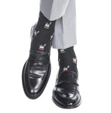 Black with Whiskey Brown, Ash, and Red Bourbon with Cigar Mid-Calf Socks by Dapper Classics