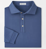 Lyons Performance Jersey Long-Sleeve Solid Polo in Astral Blue by Peter Millar