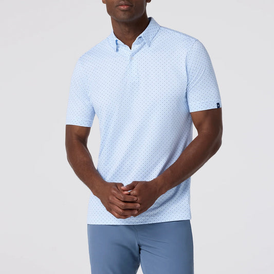 Halyard Polo in Cloud Blue Triangle Shadow by Mizzen+Main