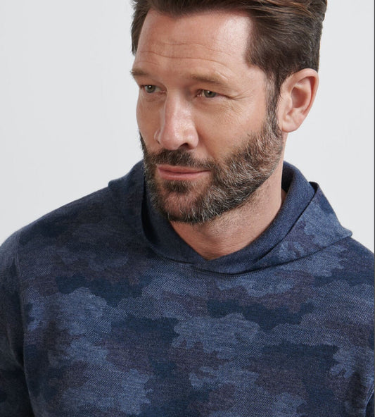 Reversible Camo Popover Hoodie in Blue Haze by Peter Millar