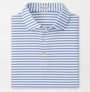 Dunnes Performance Jersey Polo in White/Windsor Blue by Peter Millar