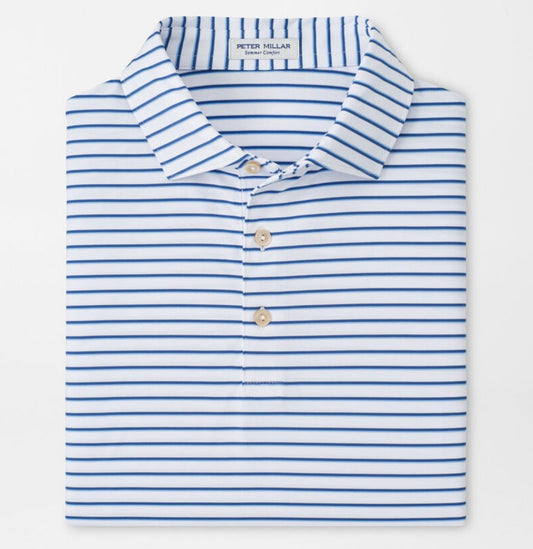 Dunnes Performance Jersey Polo in White/Windsor Blue by Peter Millar