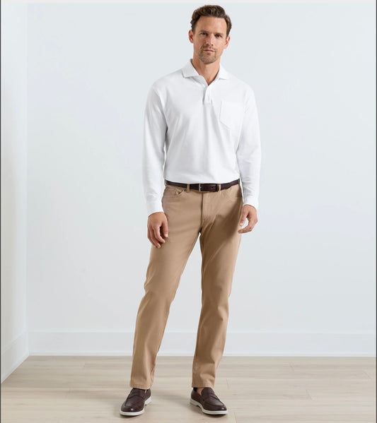 Crown Cotton Canvas Five-Pocket Pant in Khaki by Peter Millar