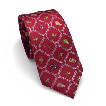 "Roses” 100% Silk Neck Tie in Red by Logan's