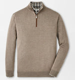 Autumn Crest Suede Trim Quarter-Zip in Irish Cream by Peter Millar