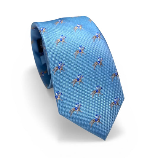 "Gallop” 100% Silk Neck Tie in Sky Blue by Logan's