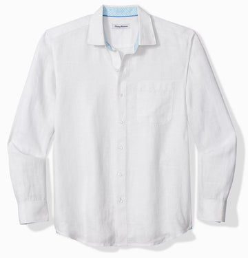 Paradisio Plaid Linen Long-Sleeve Shirt in White by Tommy Bahama