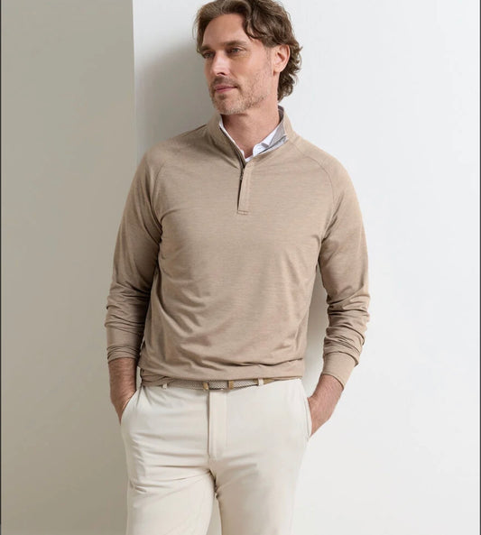Stealth Performance Quarter-Zip in Biscotti by Peter Millar
