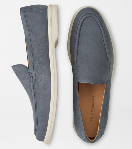 Excursionist Nubuck Venetian Loafer in Blue Pearl by Peter Millar