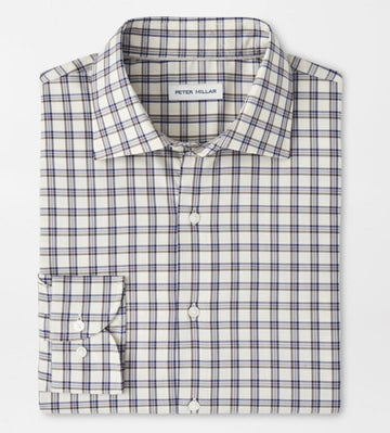 Lenox Crown Lite Cotton-Stretch Sport Shirt in Winter Ivory by Peter Millar