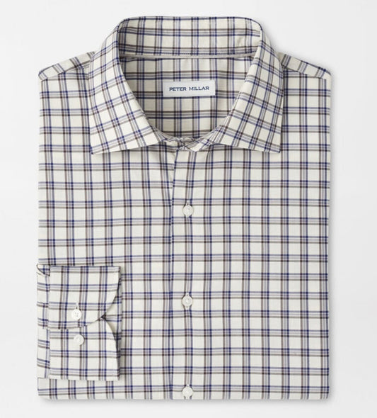 Lenox Crown Lite Cotton-Stretch Sport Shirt in Winter Ivory by Peter Millar