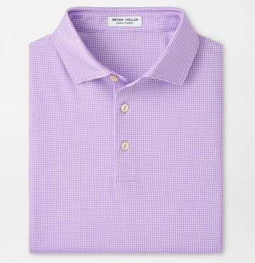 Gingham Performance Jersey Polo in Purple Iris by Peter Millar