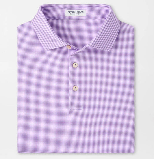Gingham Performance Jersey Polo in Purple Iris by Peter Millar