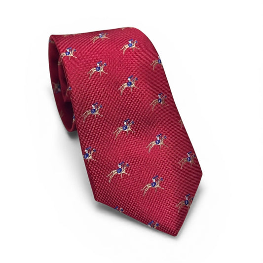 "Gallop” 100% Silk Neck Tie in Red by Logan's