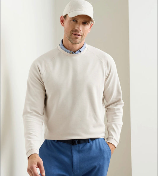 Cradle Piqué Performance Crewneck in Almond by Peter Millar