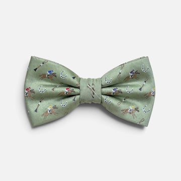 "Riders Up" 100% Silk Bow Tie in Light Green by Logan's