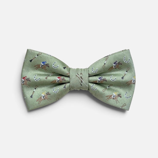 "Riders Up" 100% Silk Bow Tie in Light Green by Logan's