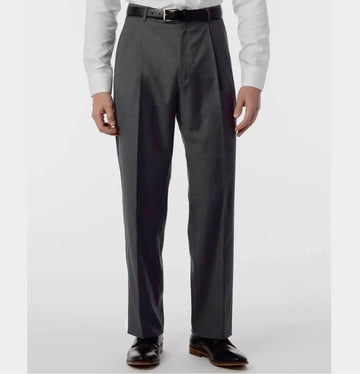 Super 120's Gabardine Pleated Manchester Dress Pant in Charcoal by Ballin