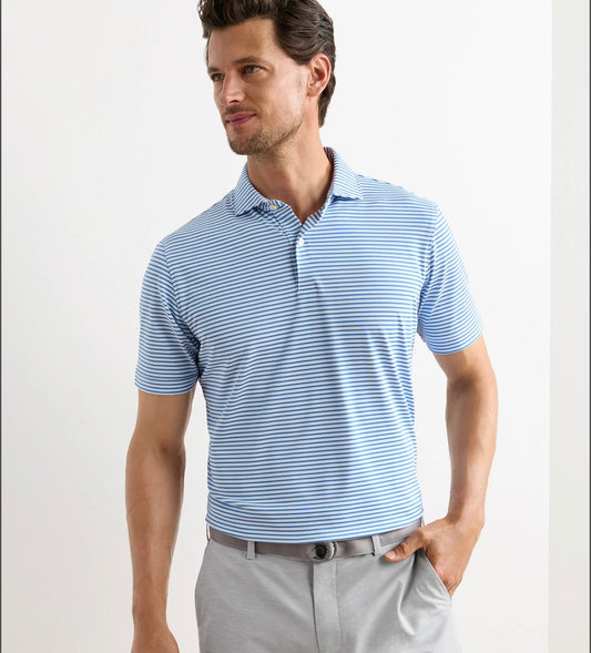Tempo Performance Mesh Polo in White/Storm by Peter Millar