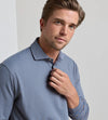 Lyons Stripe Performance Jersey Long-Sleeve Polo in Blue Haze by Peter Millar
