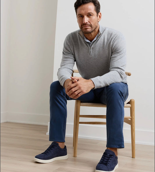 Coolspun Lite Cotton Quarter-Zip Sweater in British Grey by Peter Millar