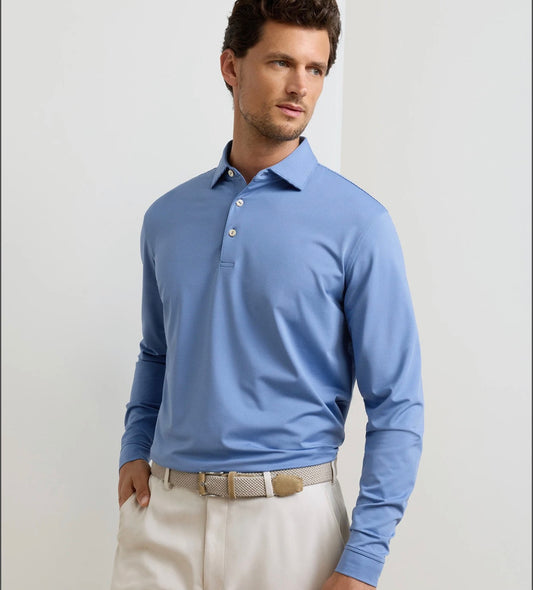 Jubilee Long Sleeve Performance Jersey Polo in Windsor Blue/Bluebird by Peter Millar