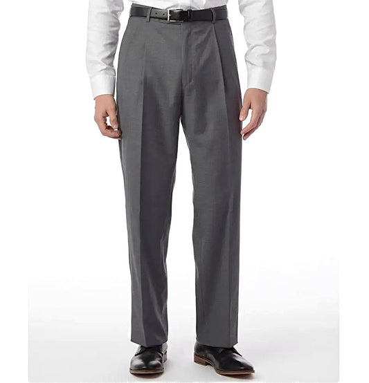 Super 120's Gabardine Pleated Manchester Dress Pant in Mid Grey by Ballin