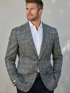Loro Piana Wool, Silk & Cashmere Blend Plaid Sport Coat in Grey/Black by Hart Schaffner Marx