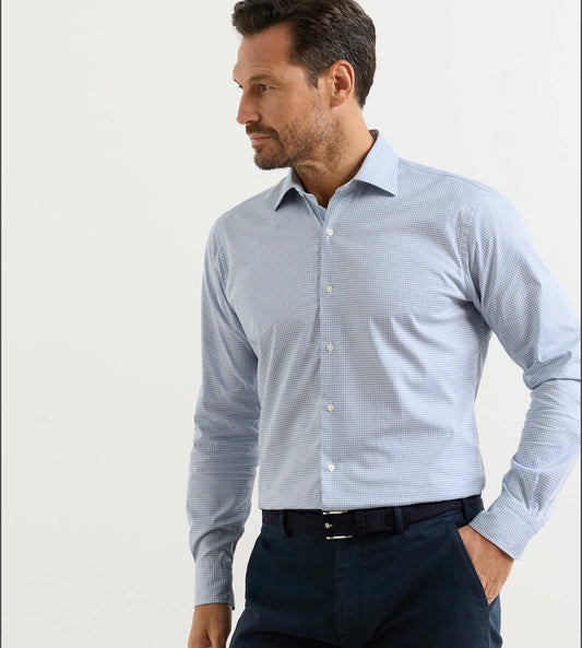 Conway Crown Lite Cotton-Stretch Sport Shirt in Windsor Blue by Peter Millar