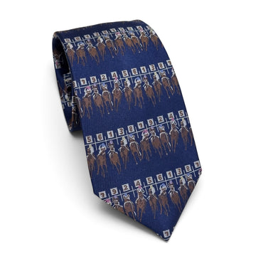 "Starting Gate" 100% Silk Neck Tie in Navy by Logan's