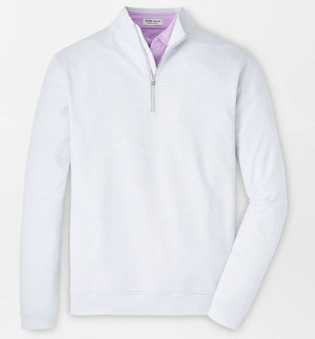 Perth Sugar Stripe Performance Quarter-Zip in British Grey by Peter Millar