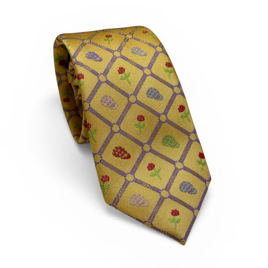 "Roses” 100% Silk Neck Tie in Yellow by Logan's