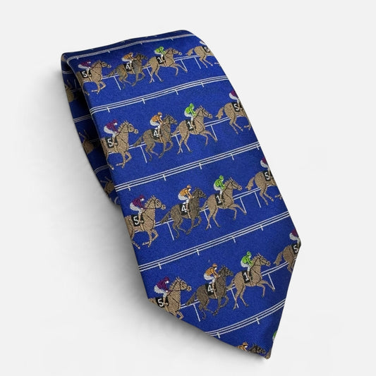 "On The Rail" 100% Silk Neck Tie in Royal Blue by Logan's