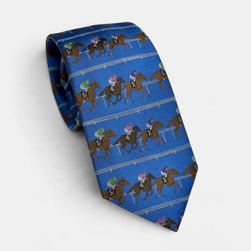 "On The Rail" 100% Silk Neck Tie in Azure Blue by Logan's