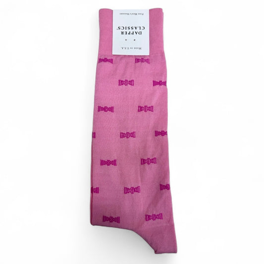 Bow Tie Mid Calf Socks in Pink by Dapper Classics