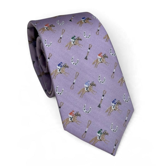 "Riders Up" 100% Silk Neck Tie in Lilac by Logan's