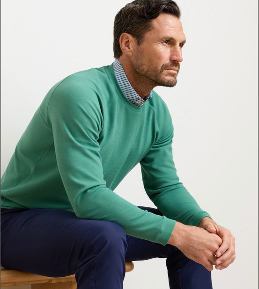 Cradle Piqué Performance Crewneck in Snow Pea by Peter Millar