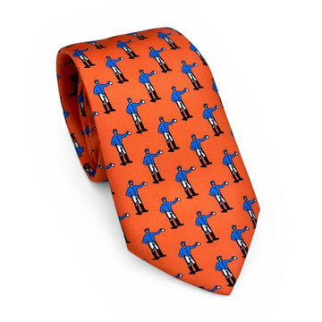 "Jockey” Signature 100% Silk Neck Tie in Orange and Blue by Logan's