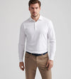 Solid Stretch Jersey Long-Sleeve Polo in White by Peter Millar