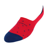 Men's Polka Dot Invisible Touch No Show Liner Sock in Tomato Red by Marcoliani