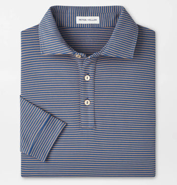 Lyons Stripe Performance Jersey Long-Sleeve Polo in Blue Haze by Peter Millar