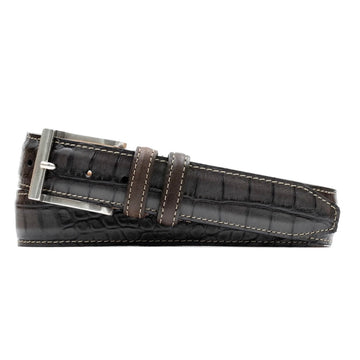Bill Alligator Grain Leather Belt in Midnight by Martin Dingman