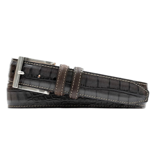 Bill Alligator Grain Leather Belt in Midnight by Martin Dingman