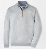 Autumn Crest Suede Trim Quarter-Zip in Platinum by Peter Millar