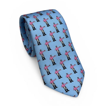 "Jockey” Signature 100% Silk Neck Tie in Sky Blue and Pink by Logan's