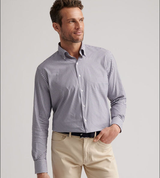 Cashiers Performance Twill Sport Shirt in Navy by Peter Millar