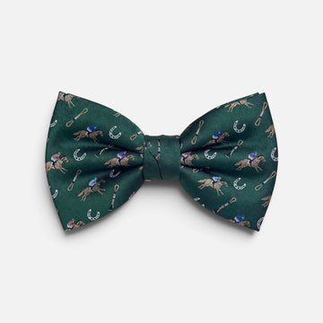 "Riders Up" 100% Silk Bow Tie in Green by Logan's